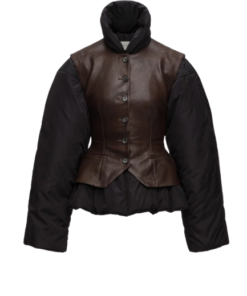 Magda Butrym Leather Vest Puffer Jacket in Black