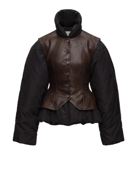 Magda Butrym Leather Vest Puffer Jacket in Black