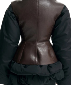 Magda Butrym Leather Vest Puffer Jacket in Black - Image 4