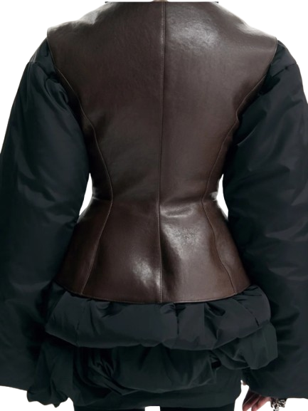 Magda Butrym Leather Vest Puffer Jacket in Black - Image 4
