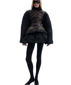 Magda Butrym Leather Vest Puffer Jacket in Black - Image 3