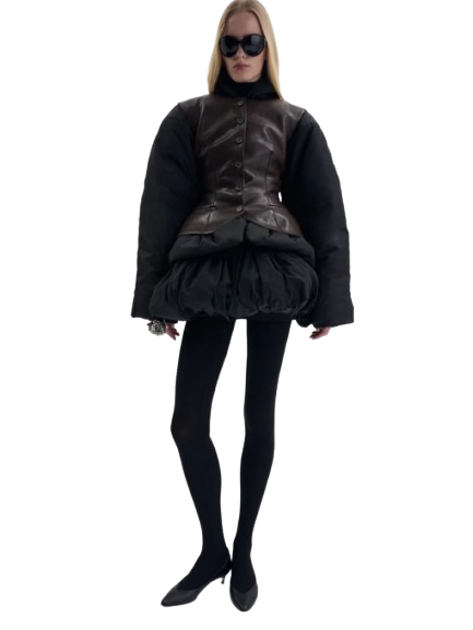 Magda Butrym Leather Vest Puffer Jacket in Black - Image 3