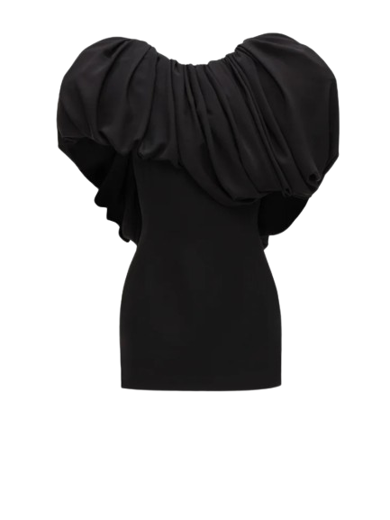 Magda Butrym Puff Collar Mini Dress in Black