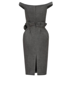 Alternative view of Magda Butrym Rose off-Shoulder Midi Dress in Grey