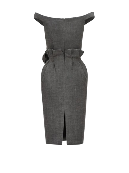 Magda Butrym Rose off-Shoulder Midi Dress in Grey - Image 2