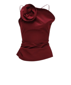 Magda Butrym Rose One-Shoulder Top in Red