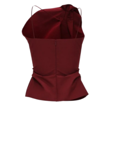 Alternative view of Magda Butrym Rose One-Shoulder Top in Red