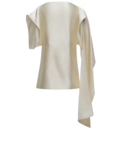 Alternative view of Magda Butrym Silk Draped Top in Ivory