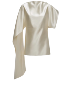 Magda Butrym Silk Draped Top in Ivory