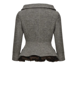 Alternative view of Magda Butrym Tailored Blazer With Faux Fur Peplum in Grey