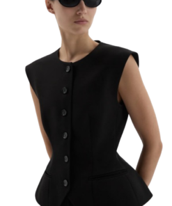 Magda Butrym Tailored Flared Vest in Black - Image 3