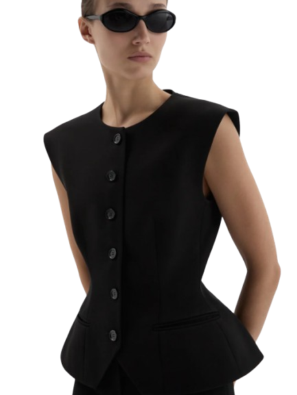 Magda Butrym Tailored Flared Vest in Black - Image 3