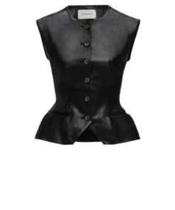 Magda Butrym Tailored Flared Vest in Black Leather