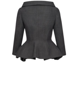 Magda Butrym Wool Blazer With Rose Peplum in Grey - Image 2