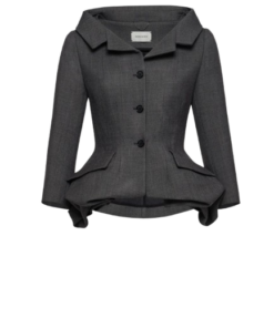 Magda Butrym Wool Blazer With Rose Peplum in Grey