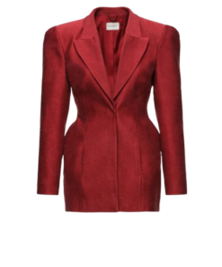 Magda Bytrum Sculpted Silk Hourglass Blazer In Red