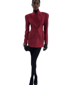 Magda Bytrum Sculpted Silk Hourglass Blazer In Red - Image 3