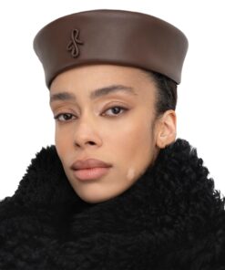 Alternative view of Ruslan Baginskiy Leather Pillbox Hat In Brown