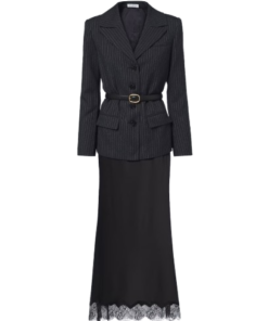 Self-Portrait Tailored Blazer Satin Midi Dress