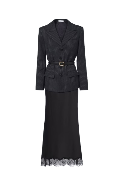 Self-Portrait Tailored Blazer Satin Midi Dress